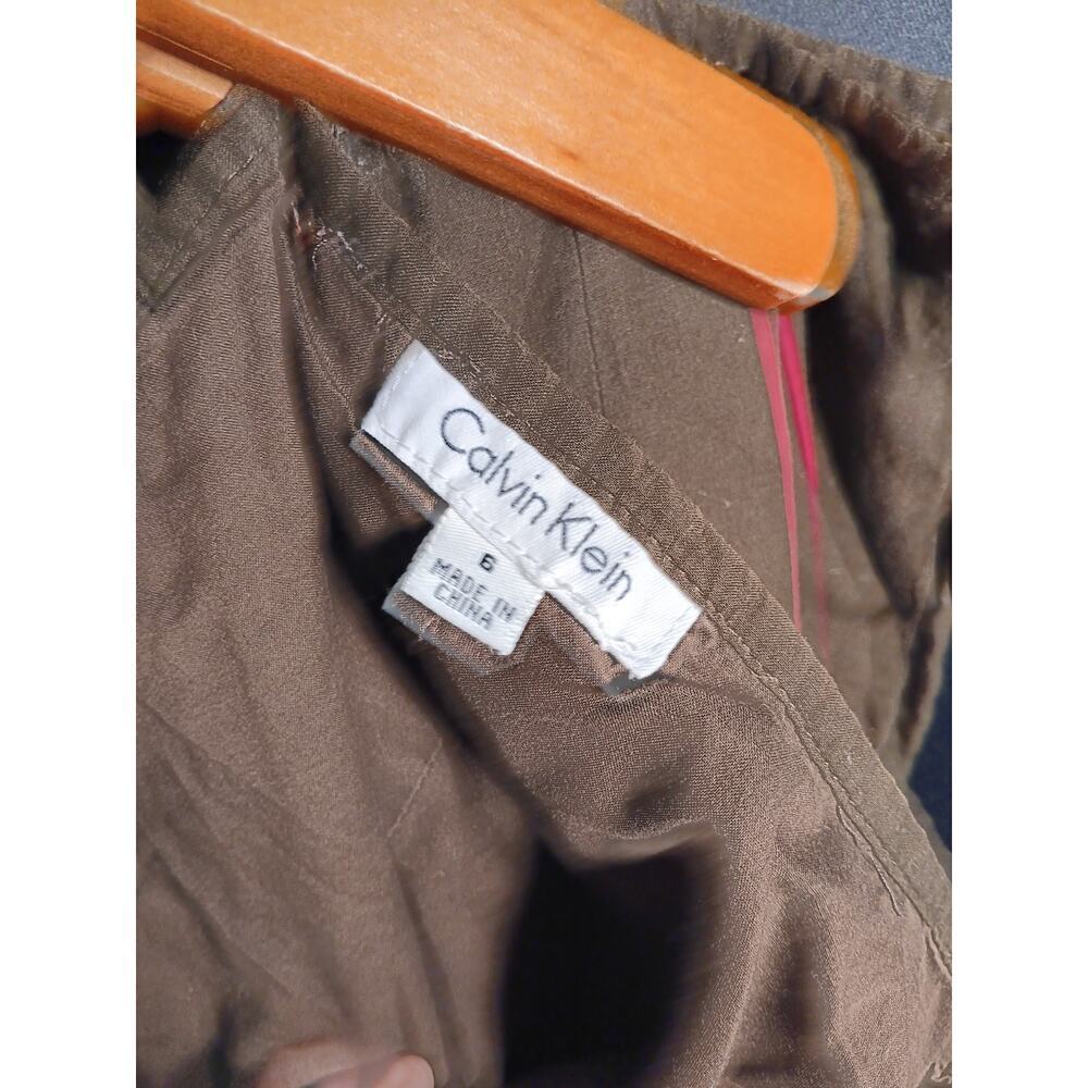Y2K Calvin Klein Maxi Skirt Women 6 Tulip Stripe Brown Pink Long Vintage - Picture 4 of 5